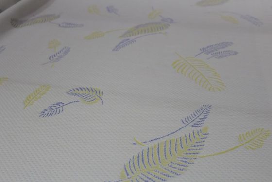 Anti tissu de matelas de jacquard de polyester de larme de RoHS avec le modèle de feuille