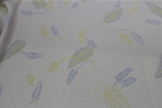 Anti tissu de matelas de jacquard de polyester de larme de RoHS avec le modèle de feuille