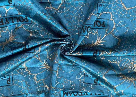 la chaîne de polyester de 240cm a tricoté la poudre imperméable bleue d'or de tissu imprimée